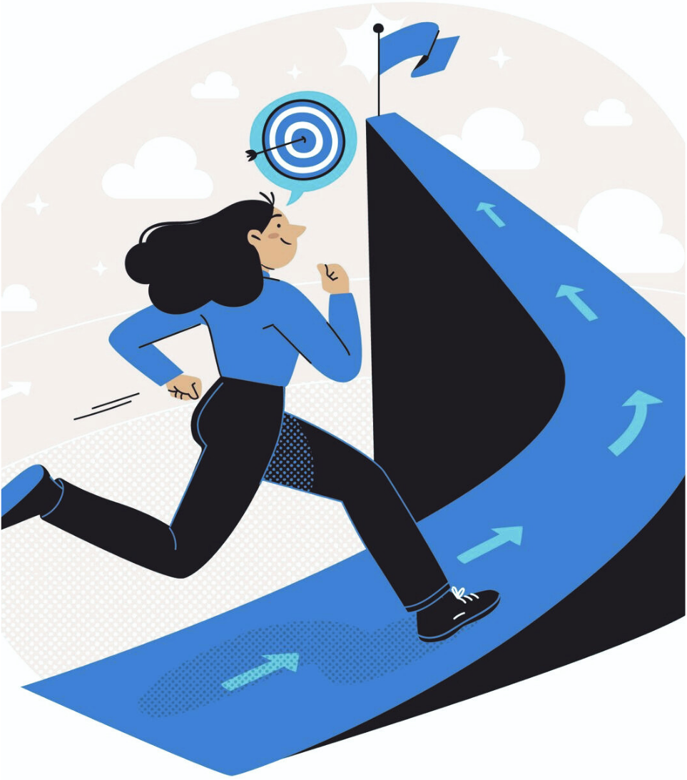 Woman running towards goal